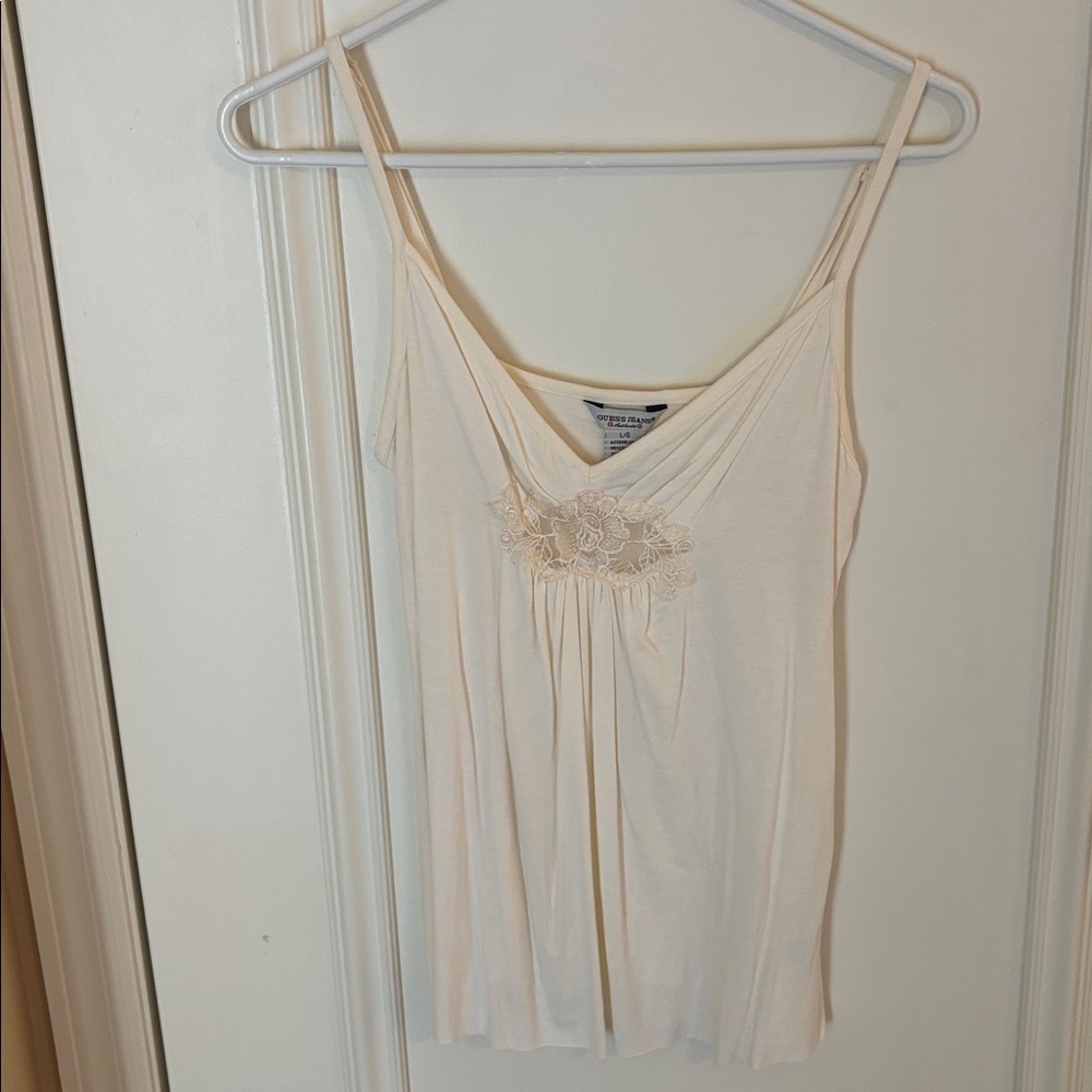 Guess jeans Cream Lace Trim Women's Top size L